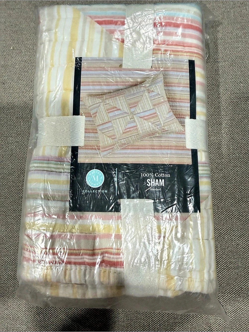 Martha Stewart Collection Flora Fauna Yarn Dye Patchwork Standard Sham Cotton